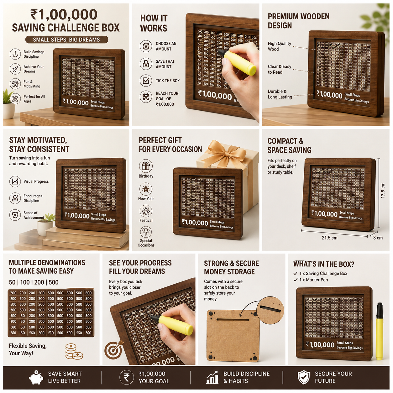 Gullak Wooden Money Saver Box