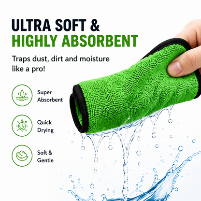 Multipurpose Absorbent Microfiber Cleaning Cloth – Super Soft, Lint-Free, and Quick-Drying (Pack of 4)