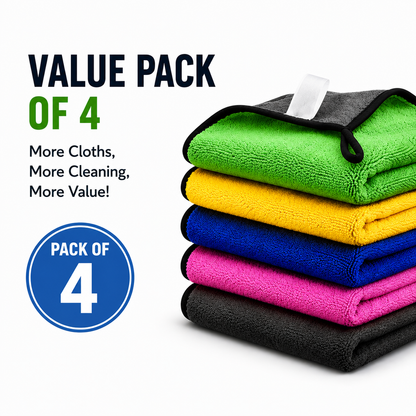 Multipurpose Absorbent Microfiber Cleaning Cloth – Super Soft, Lint-Free, and Quick-Drying (Pack of 4)
