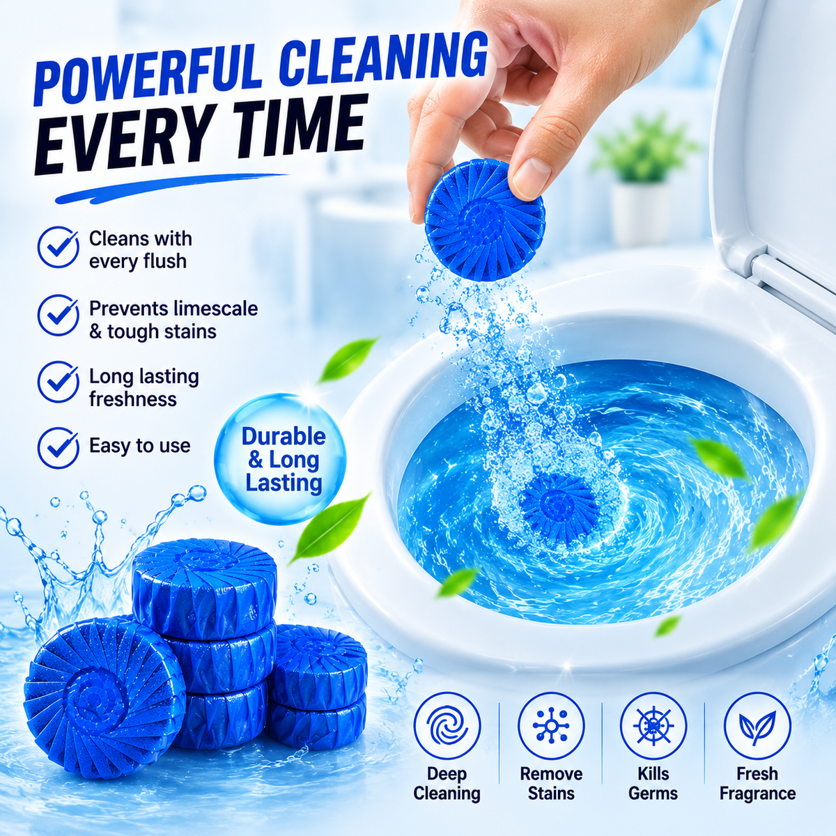 Toilet Deodorizer Bathroom Cleaner Tablet (30 PCS)