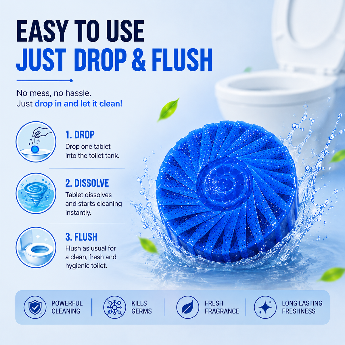 Toilet Deodorizer Bathroom Cleaner Tablet (30 PCS)