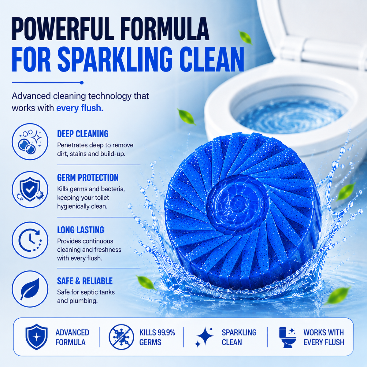 Toilet Deodorizer Bathroom Cleaner Tablet (30 PCS)