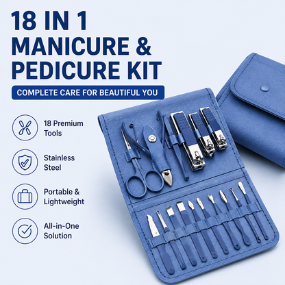 Nail Clipper Set, Pedicure Tools for Men & Women (150 ml, Set of 18)