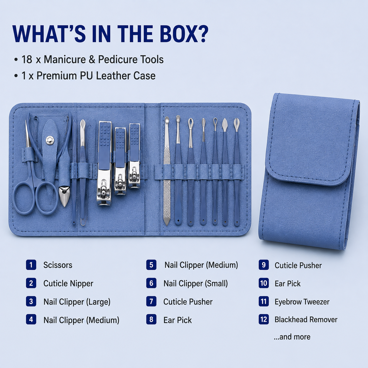 Nail Clipper Set, Pedicure Tools for Men & Women (150 ml, Set of 18)