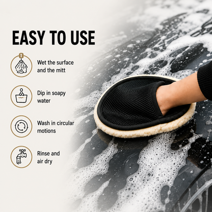 Bear Paw Plush Cleaning Gloves – Soft Microfiber Wash Mitt for Car, Home & Glass Cleaning (Pack of 2)